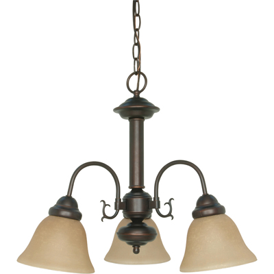Nuvo Lighting 60/1252  Ballerina 3 Light 20" Chandelier with Champagne Linen Washed Glass in Mahogany Bronze Finish